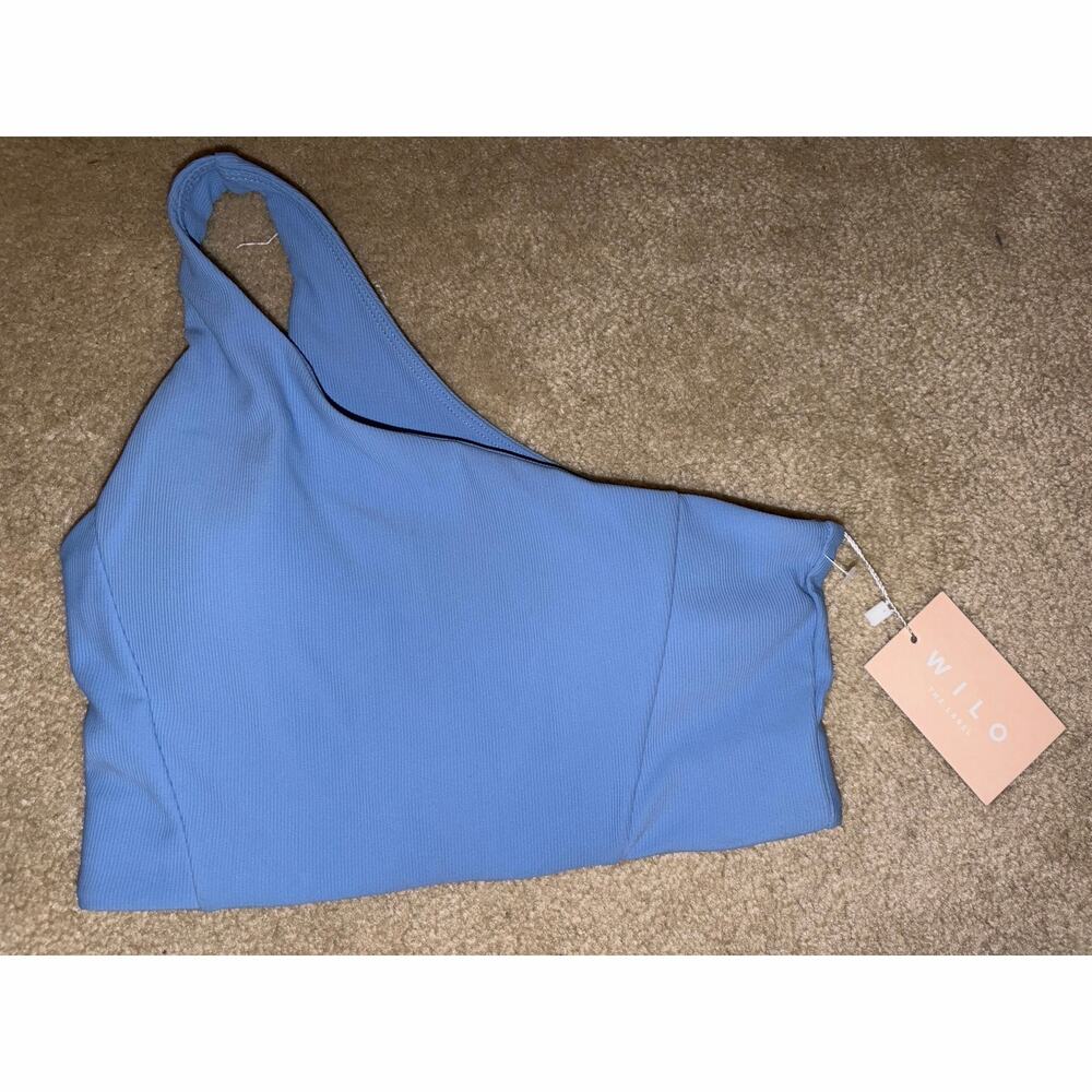 NWT Wilo The Label Ribbed One Shoulder Sports Bra XS Cobalt Blue (Bra Only)
